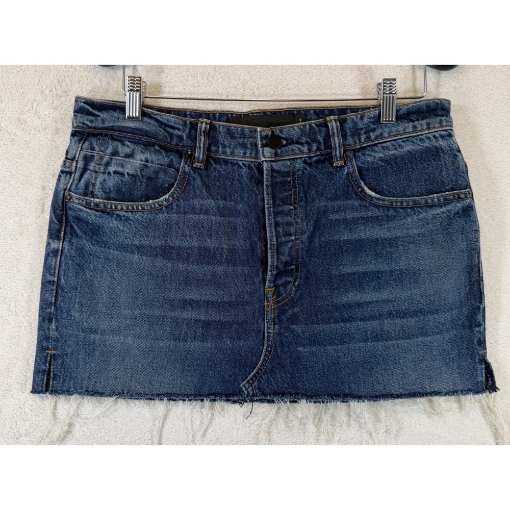 Alexander Wang Denim‎ X Women's Blue Raw Hem Mini Jean Skirt Size 29 Button Fly